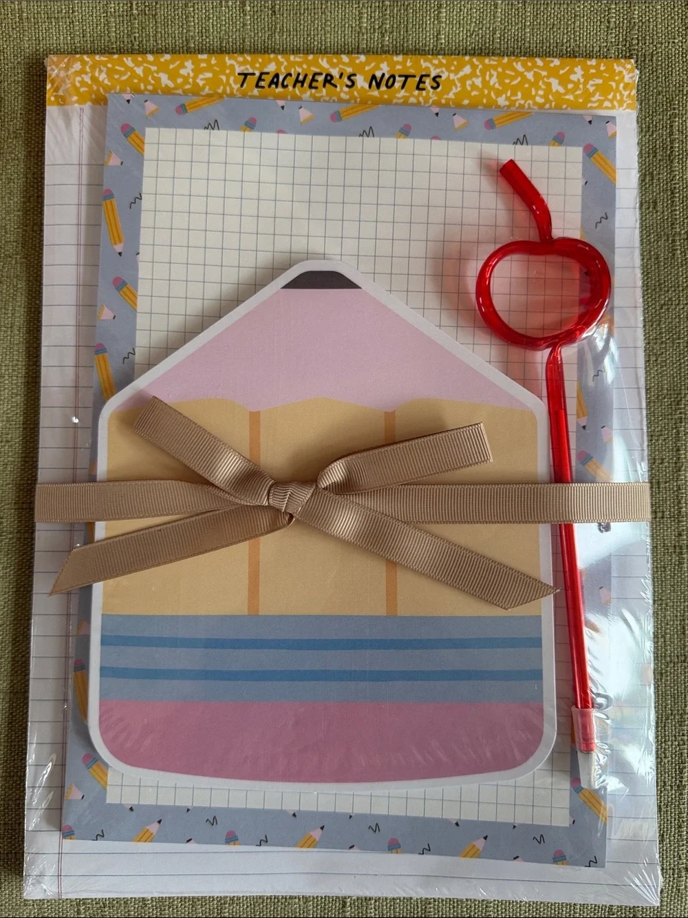 Teacher's Notes Party Stationery Set - Pink, Beige & Red
